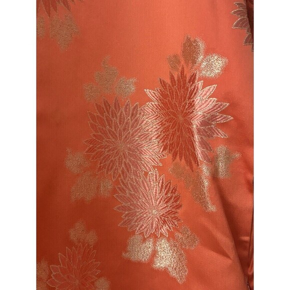 Vtg House of Ming Kimono Duster Jacket Size S Orange and Gold Buttons Pockets - Picture 4 of 5